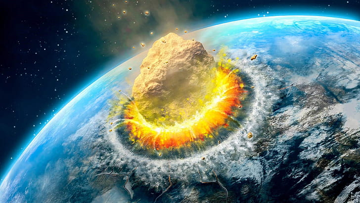 Dampak Asteroid Jatuh Asteroid Di Bumi Latar Belakang Ultra Hd 3840 × 2160, Wallpaper HD