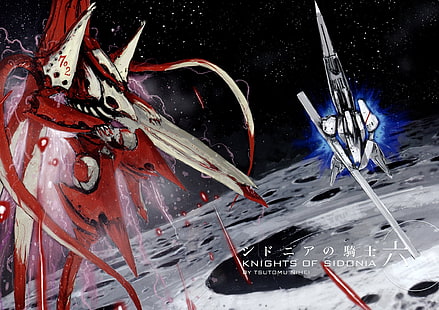 black and red corded device, Knights of Sidonia, anime, mech, HD wallpaper HD wallpaper