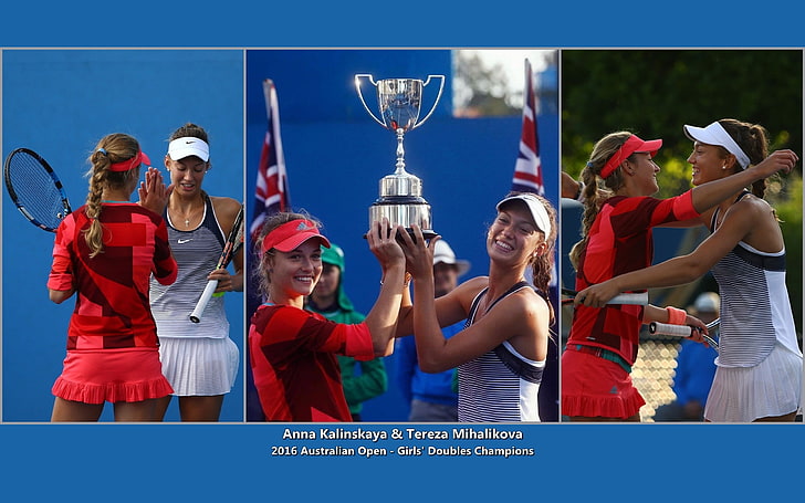 Anna Kalinskaya, tennis, Tereza Mihalikova, collage, HD wallpaper