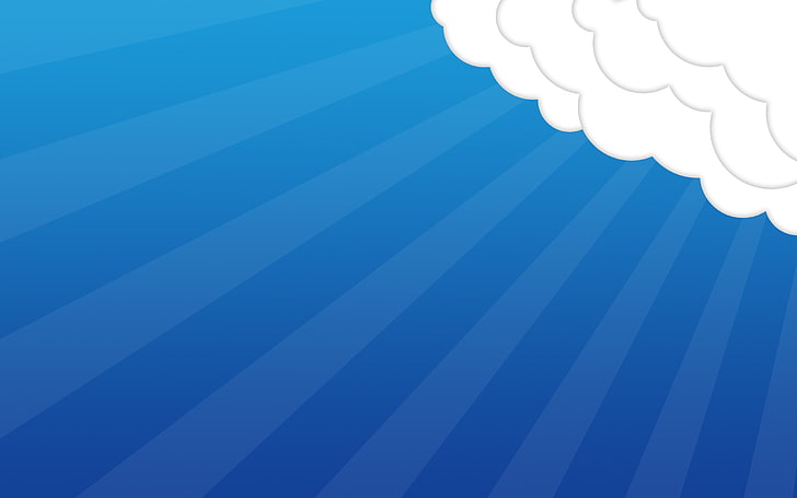 vektor awan, minimalis, latar belakang biru, awan, seni digital, Wallpaper HD