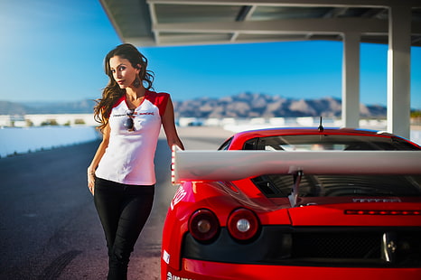 Girl, F430, Ferrari, Red, Model, Racing, Beauty, Supercar, Dream, Janice Kakish, วอลล์เปเปอร์ HD HD wallpaper