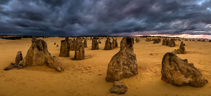 Western Australia, limestone formations, national Park Nambung, HD wallpaper