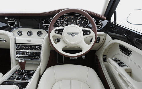 Bentley, Bentley Mulsanne, Voiture, Tableau de bord, Intérieur, Luxe, Volant, Fond d'écran HD HD wallpaper