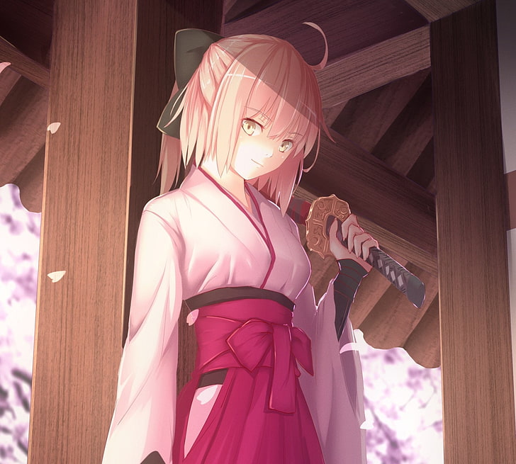 Schicksalsserie, Schicksal / KOHA-ACE, Okita Souji, Säbel (Schicksalsserie), Sakura-Säbel, HD-Hintergrundbild