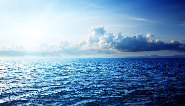 body of water under clear blue sky during daytime, Sea, Clouds, Horizon, HD, 8K, HD wallpaper