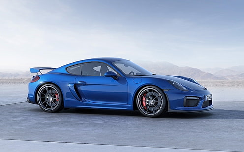 синий спортивный автомобиль, Porsche, Porsche Cayman GT4, Porsche Cayman, синие автомобили, HD обои HD wallpaper