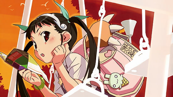 Monogatari Series, Hachikuji Mayoi, аниме девушки, HD обои HD wallpaper