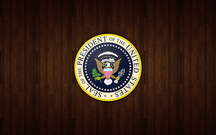 Seal of the President of the United States logo, logo, wood, shield united states president, HD wallpaper