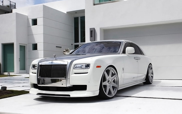 veicolo, Rolls-Royce, auto, macchine bianche, Sfondo HD