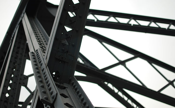 A Part of Garden Bridge 2, gray metal tower, Architecture, Bridge, black and white, bw, garden bridge, HD wallpaper