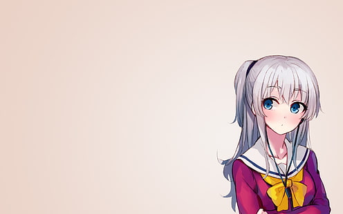 Kobiece anime w czerwono-białej górze tapety, anime, dziewczyny anime, Charlotte (anime), Tomori Nao, proste tło, Tapety HD HD wallpaper