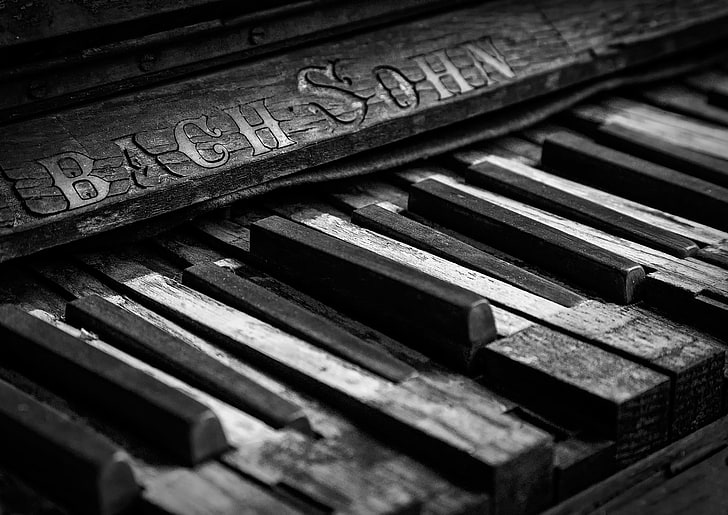 Bach Sohn piano, teclas, Quebrado, piano velho, Bach, HD papel de parede