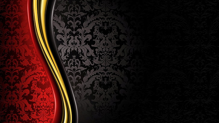 黒 黄 赤のダマスク織壁紙 高級 ロイヤル 黒 金 赤 抽象 Hdデスクトップの壁紙 Wallpaperbetter
