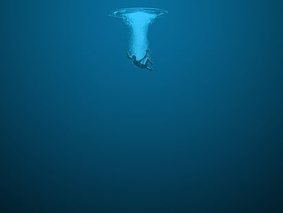 cadere, acqua, blu, annegamento, perso, Sfondo HD HD wallpaper