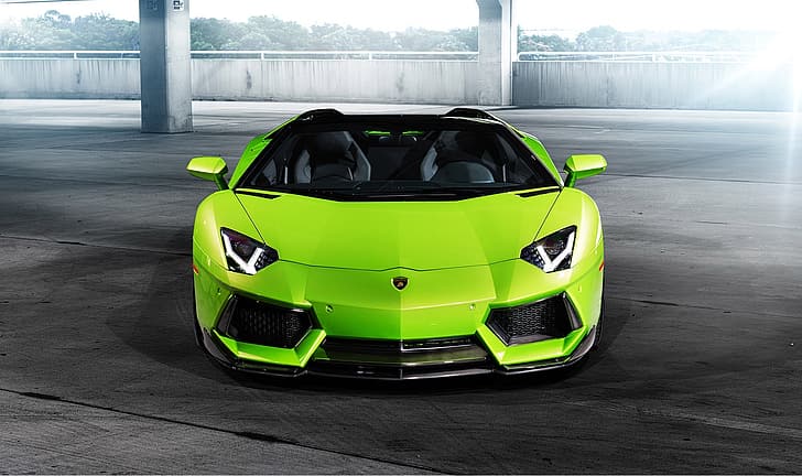 Lamborghini, Verde, Anteriore, Vorsteiner, Aventador, Aventador-V, LP740-4, Sfondo HD