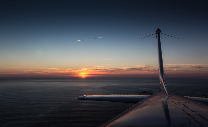 sunset, the plane, Cessna, HD wallpaper