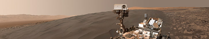 kapal perang putih dan krem, Mars, luar angkasa, Penjelajah, gurun, coklat, robot, NASA, batu, planet, Keingintahuan, Wallpaper HD