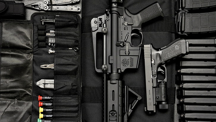 weapon, firearm, gun, gun accessory, glock, handgun, HD wallpaper
