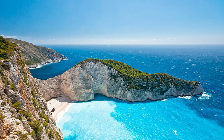 krajobraz, plaża, Grecja, Tapety HD