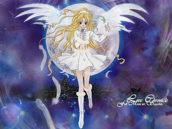 female Love Chronicle anime character, full moon wo sagashite, koyama mitsuki, girl, blonde, smile, wings, HD wallpaper