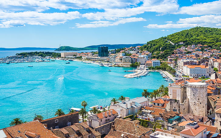 Split Town In Dalmatia Central Southern Dalmatian Area In Croatia View From The Air 1920×1200, HD wallpaper