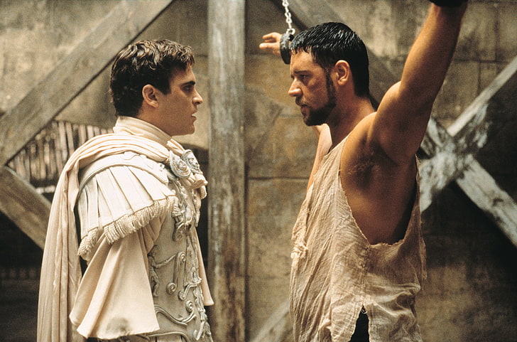 فيلم ، Gladiator ، Joaquin Phoenix ، راسل كرو، خلفية HD