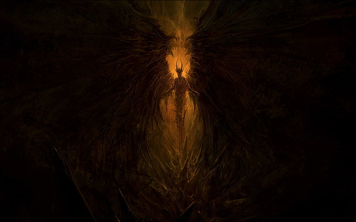 demon, wings, satan, lucifer, hell, artwork, Fantasy, HD wallpaper