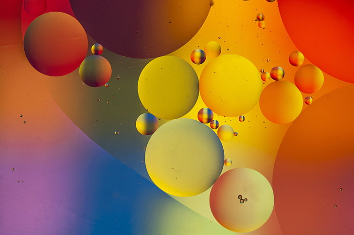water, bubbles, color, oil, liquid, ball, the air, the volume, HD wallpaper
