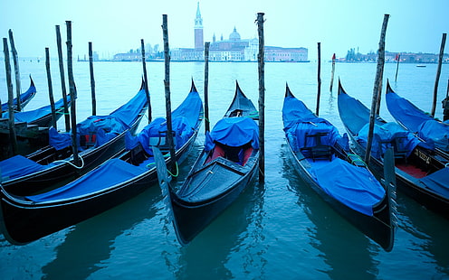 Gondola, Kanal, Dini, Pagi, Venesia, Wallpaper HD HD wallpaper