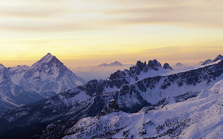 일출 -Windows 10 HD Wallpap .., 눈 덮인 산에서 이탈리아 Dolomites, HD 배경 화면