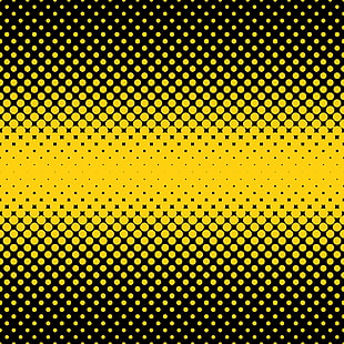 yellow and black background, points, circles, semitone, yellow, black, HD wallpaper HD wallpaper