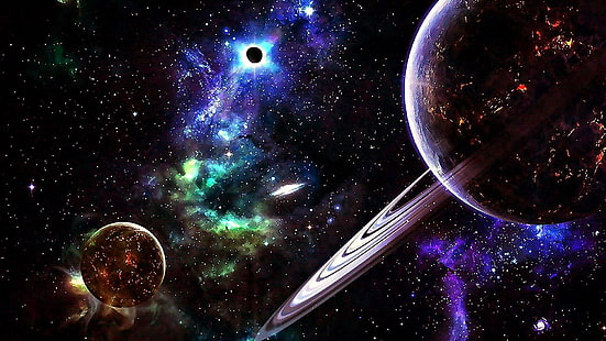 planetarischer Ring, beringter Planet, Planet, Planeten, Raum, glaxy, Universum, Raumkunst, Sterne, HD-Hintergrundbild HD wallpaper