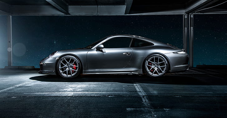 911, Porsche, Carrera 4, abu-abu, samping, Carrera, 2015, Wallpaper HD