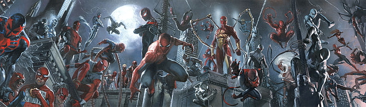 Обои Marvel Spider-Man, marvel, человек-паук, девушка-паук, паук-капитан, мили Моралес, ветчина-паук, стих паука, май Паркер, человек-паук 2099, человек-паук 2211, будущий фундамент, железный паук, паук-призрак, абсолютная женщина-паук,двойник, чёрный симбиот, бен рейли, принц арахна, алый паук, секретная война, паук, джессика дрю, нуар паук, HD обои