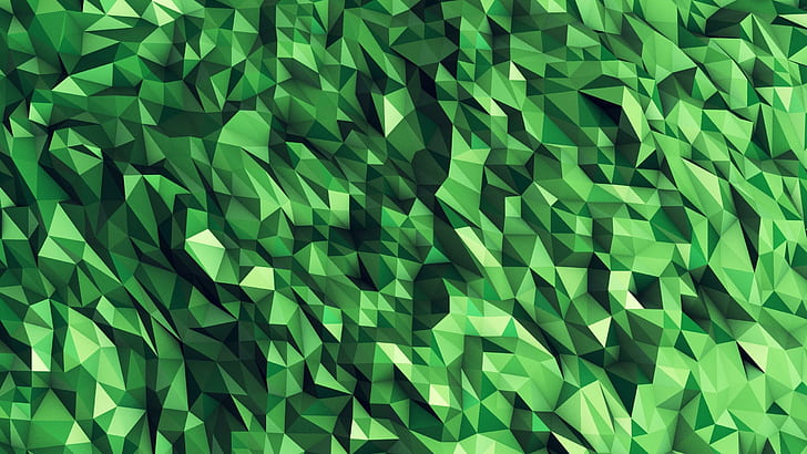 Poligon hijau, ilustrasi hijau, abstrak, 2560x1440, poligon, Wallpaper HD