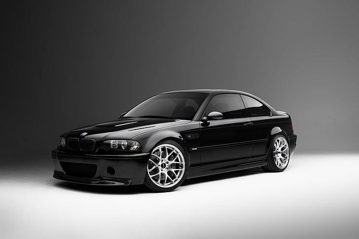 black BMW E46 coupe, BMW, black, E46, HD wallpaper