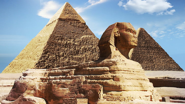 UNESCO: s världsarvslista, egypten, giza, al haram, ruiner, historia, himmel, giza pyramidkomplex, turism, historisk plats, sfinx, världens underverk, stor sfinx i giza, turistattraktion, antik historia, landmärke, monument, pyramid, HD tapet