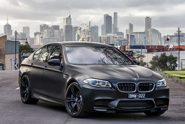 black BMW sedan, black, BMW, F10, 2015, Sedn, HD wallpaper