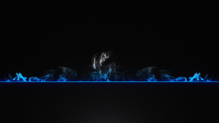 fumaça azul, abstrato, preto, HD papel de parede