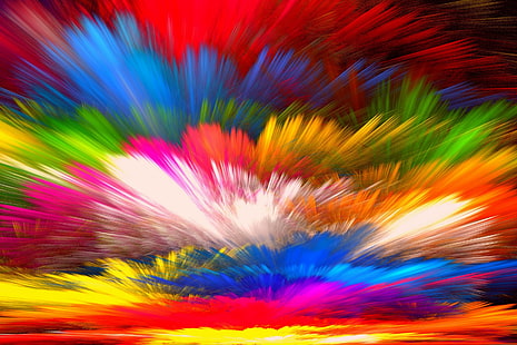 красные и разноцветные абстрактные обои, фон, краска, цвета, красочный, абстрактный, радуга, всплеск, живопись, яркий, HD обои HD wallpaper
