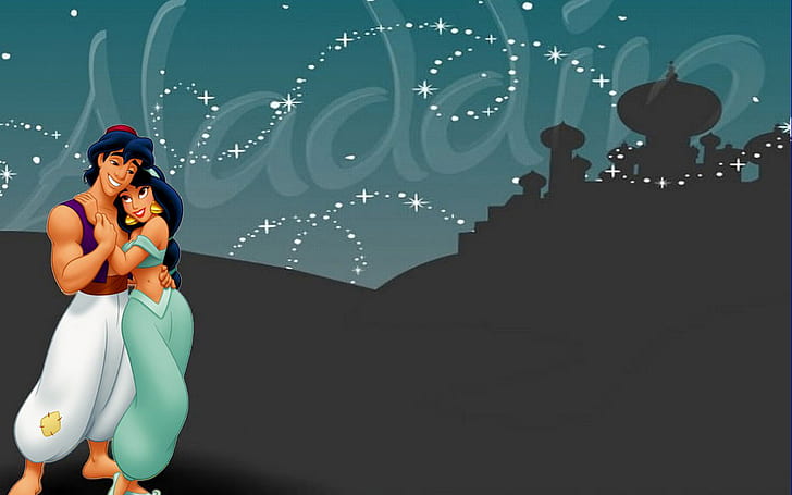 Kostenloses Alladdin And Jasmine Desktop Hd Wallpaper Cartoon Walt Disney 1920 × 1200, HD-Hintergrundbild