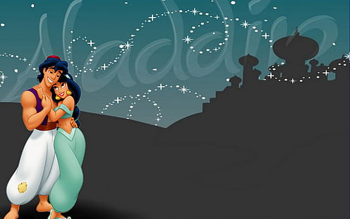 Kostenloses Alladdin And Jasmine Desktop Hd Wallpaper Cartoon Walt Disney 1920 × 1200, HD-Hintergrundbild HD wallpaper
