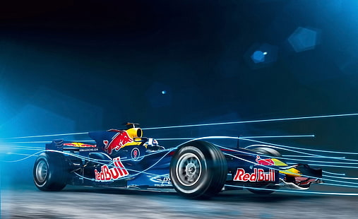 Samochód Formuły 1 Red Bull, niebieska tapeta cyfrowa Red Bull Formuła 1, Sport, Formuła 1, Red Bull Racing, Formuła 1, Prędkość, Samochód, Tapety HD HD wallpaper