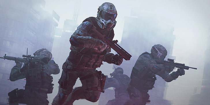 male soldier digital wallpaper, Helmet, Weapons, Sniper, Crytek, Warface, Attack, Medic, Engineer, Mail.Ru Group, HD wallpaper