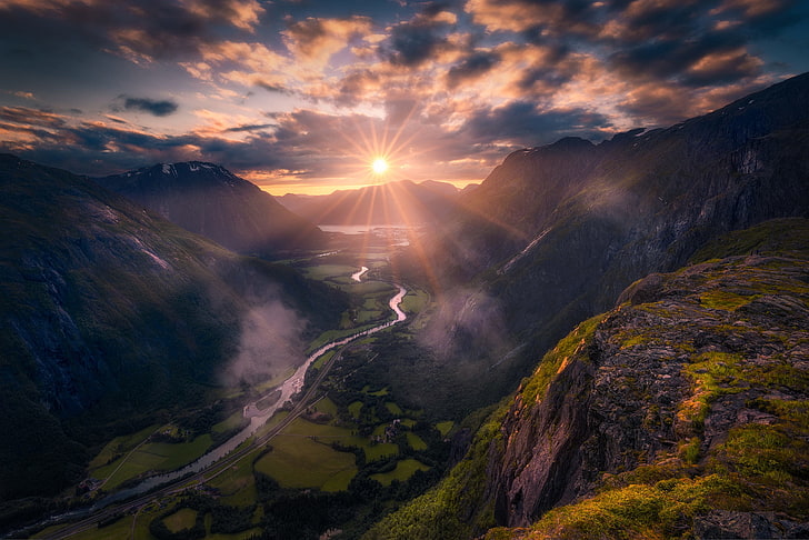 자연, 풍경, 파노라마, 산, 노르웨이, HD 배경 화면