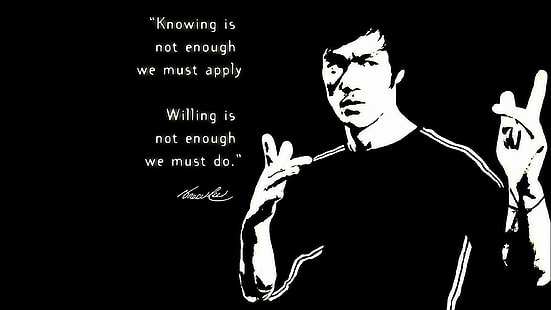 Bruce Lee com sobreposição de texto, citação, Bruce Lee, motivacional, HD papel de parede HD wallpaper