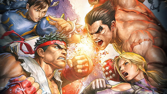 Ryu (Sokak Dövüşçüsü), Tekken, Chun-Li, Sokak Dövüşçüsü, Jin Kazama, Nina Williams (Tekken), HD masaüstü duvar kağıdı HD wallpaper
