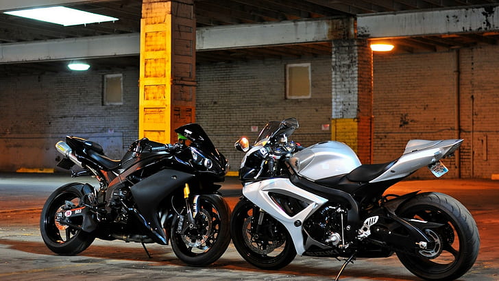 sepeda motor, Suzuki GSX-R, Yamaha R1, kendaraan, Wallpaper HD