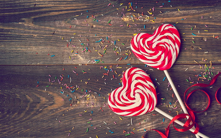 Lollipops, Love hearts, HD, HD wallpaper