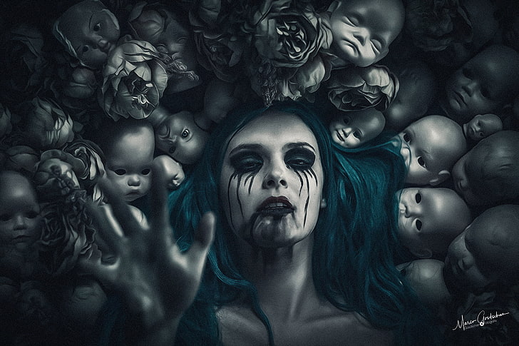 spooky, women, 500px, head, baby, HD wallpaper